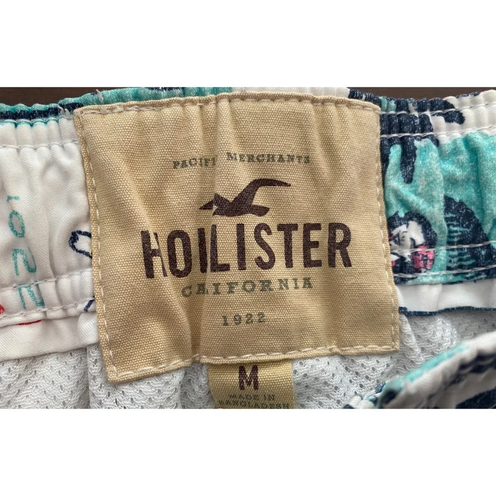 Hollister Mens White Hawaiian Hula‎ Girl Board Shorts Swim Trunks Surf M Retro